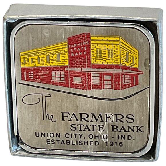 Barlow Advertising Tape Measure The Farmers State Bank Union City Indiana - Picture 1 of 6